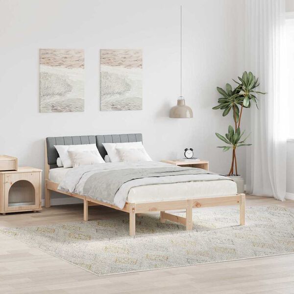 vidaXL Bedframe Bruin en lichtgrijs 120 x 190 cm Massief grenenhout