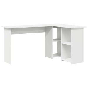 vidaXL Bureau met plank met opslag Wit 142 x 102 x 73 cm Bewerkt hout