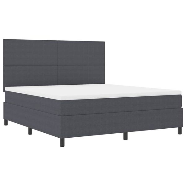 vidaXL Boxspringbed Donkergrijs en Wit 180 x 200 cm Katoen Stof