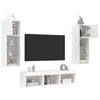 vidaXL 5-delige Tv-wandmeubelset met LED-verlichting bewerkt hout wit