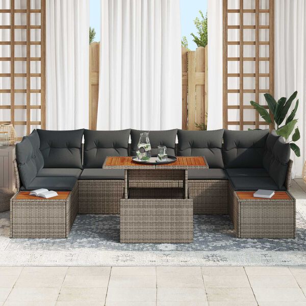 vidaXL Tuin Sofa Set met opslag 8 pcs Grijs Poly riet
