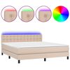 vidaXL Boxspring met matras en LED kunstleer cappuccinokleur 180x200cm