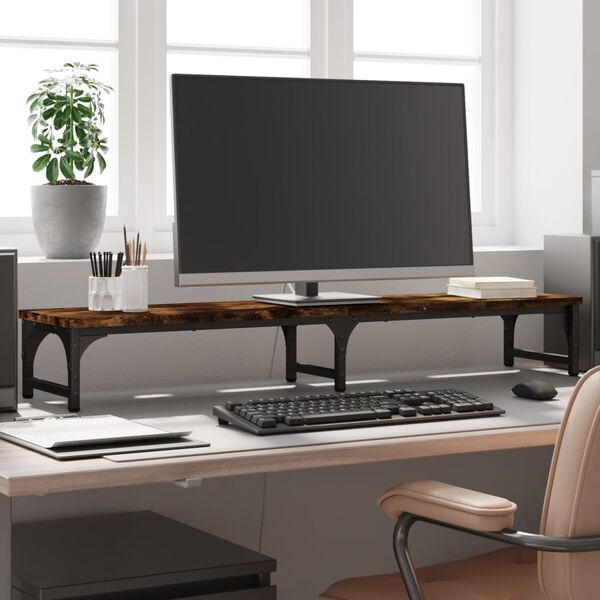 vidaXL Monitorstandaard 105x23x15,5 cm bewerkt hout gerookt eikenkleur