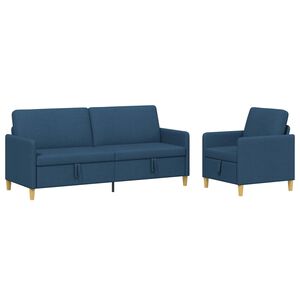 vidaXL Bankenset met opbergruimte 2 st Blauw Polyester