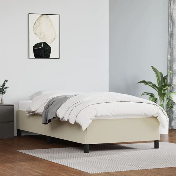 vidaXL Bedframe kunstleer cr&egrave;mekleurig 100x200 cm