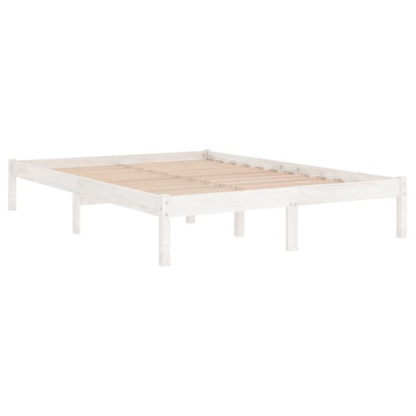 vidaXL Bedframe massief hout wit 135x190 cm