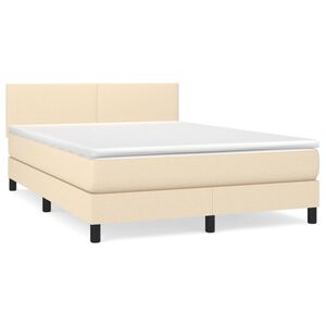 vidaXL Boxspring met matras stof cr&egrave;mekleurig 140x200 cm
