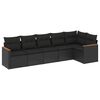 vidaXL 6-delige Loungeset met kussens poly rattan zwart