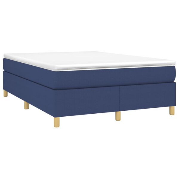 vidaXL Boxspring met matras stof blauw 140x200 cm