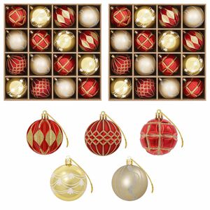 vidaXL Kerstballen set 32 st Goud en Rood &Oslash; 6 cm Kunststof