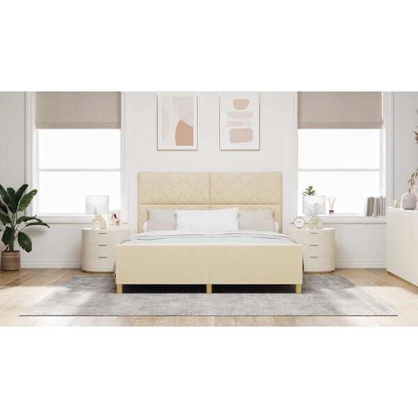 vidaXL Bedframe met hoofdeinde Cr&egrave;me 180 x 200 cm Stof