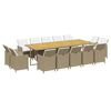 vidaXL 15-delige Tuinset met kussens poly rattan beige