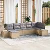 vidaXL Tuin Sofa Set met kussen met opslag 7 pcs Beige poly rattan