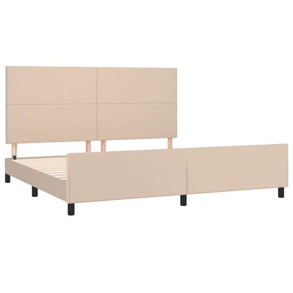 vidaXL Bedframe met hoofdbord kunstleer cappuccinokleurig 200x200 cm
