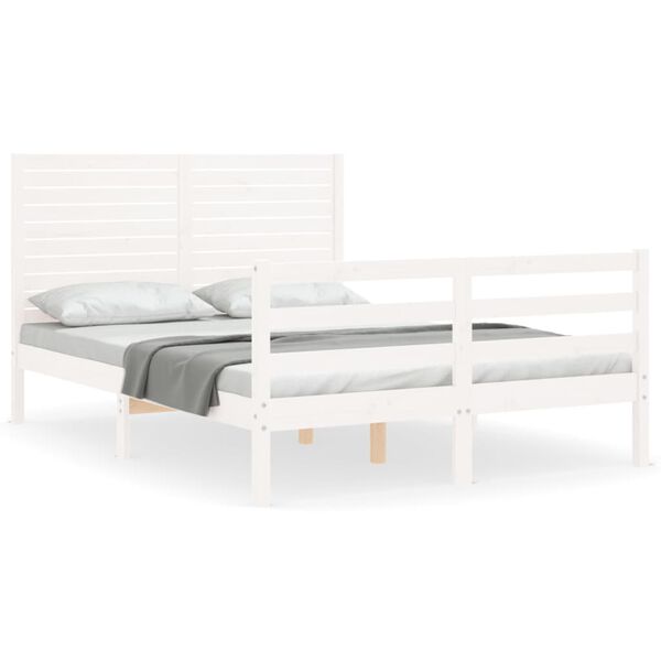 vidaXL Bedframe met hoofdbord massief hout wit