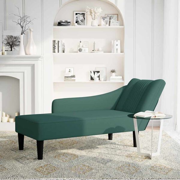 vidaXL Chaise longue met rechterarmleuning fluweel donkergroen