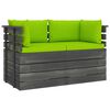 vidaXL Tuinbank 2-zits met kussens pallet massief grenenhout