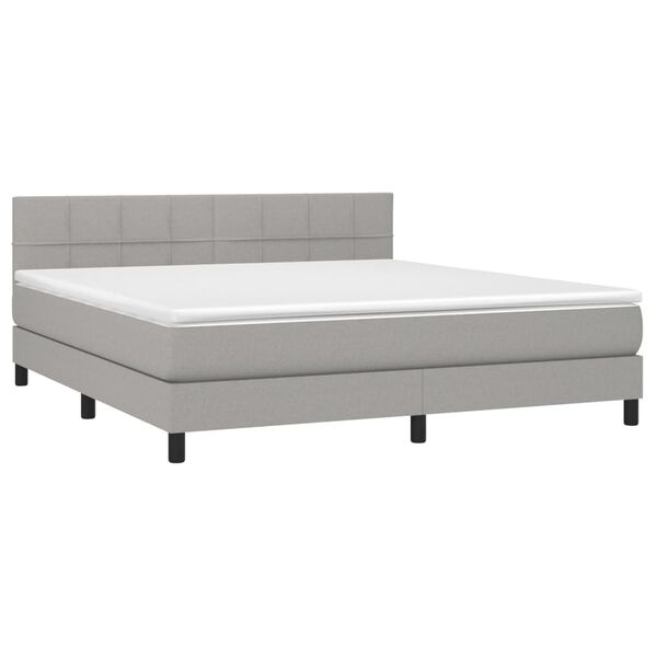 vidaXL Boxspring met matras stof lichtgrijs 180x200 cm