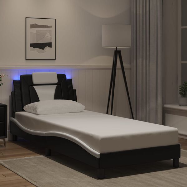 vidaXL Bedframe "Viana" met LED zonder matras zwart en wit 90x190 cm