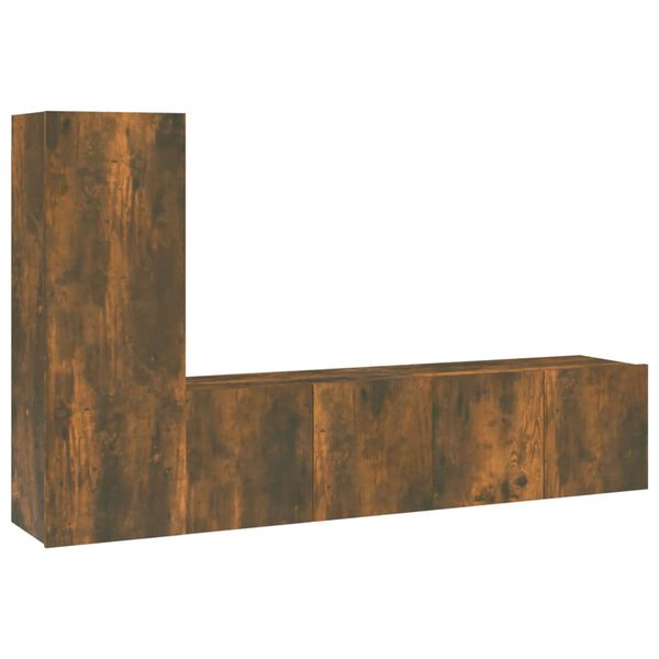 vidaXL 3-delige Tv-meubelset bewerkt hout gerookt eikenkleurig