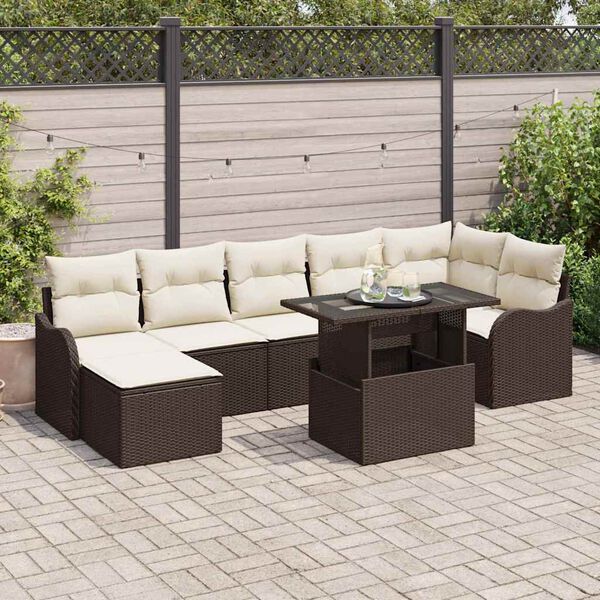 vidaXL Tuin Sofa Set met kussen 8 pcs Bruin Poly riet