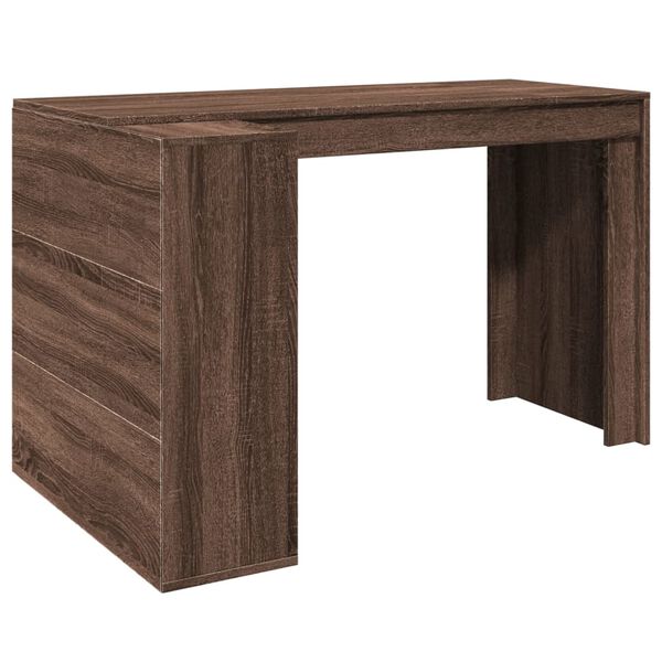 vidaXL Bureau 123,5x73,5x75 cm bewerkt hout bruin eikenkleurig
