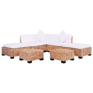 vidaXL Loungeset natuurlijk rattan 18-delig