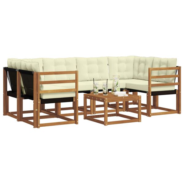 vidaXL Buiten bankenset met kussen 7 pcs Natuurlijk en Cr&egrave;me