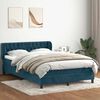 vidaXL Boxspring met matras fluweel donkerblauw 140x210 cm