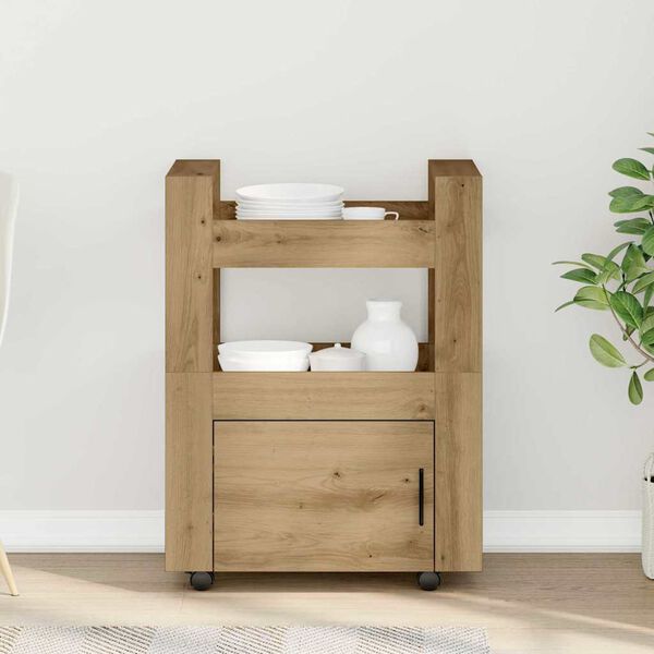 vidaXL Keuken Trolley artisanaal eikenkleurig 60 x 45 x 80 cm