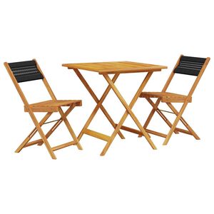 vidaXL 3-delige Bistroset polypropeen en massief hout zwart