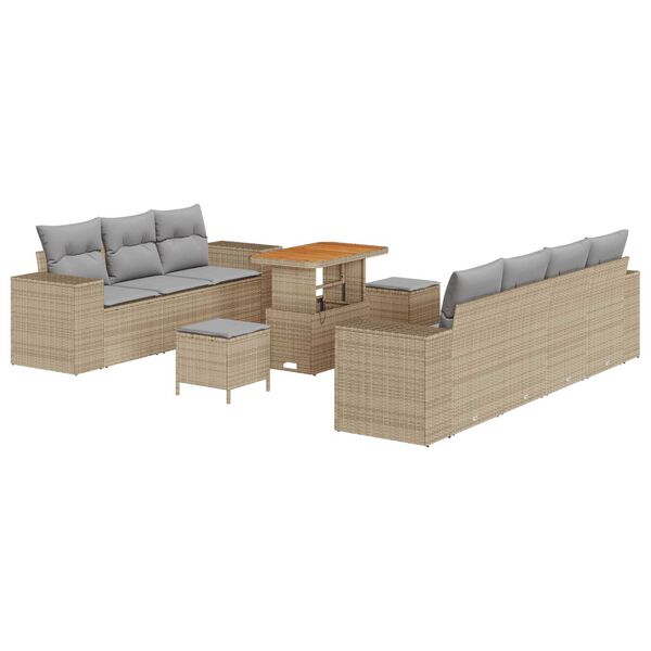 vidaXL Tuin Sofa Set 10 pcs Beige poly rattan