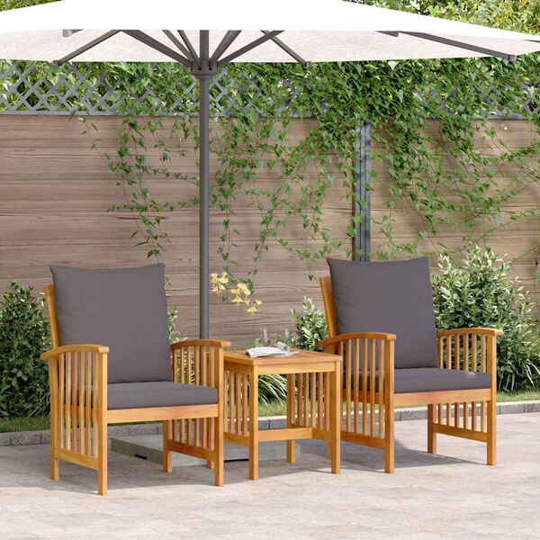 vidaXL Tuinbankenset met kussen 3 pcs Olie naturel Massief Acaciahout