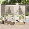 vidaXL Dubbele ligbed Verstelbaar Beige 205 x 129 x 200 cm poly rattan