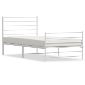 vidaXL Bedframe met hoofd- en voeteneinde metaal wit 80x200 cm