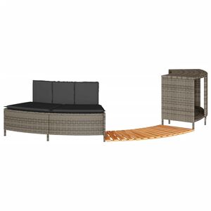 vidaXL Hottub-ombouw poly rattan massief acaciahout grijs