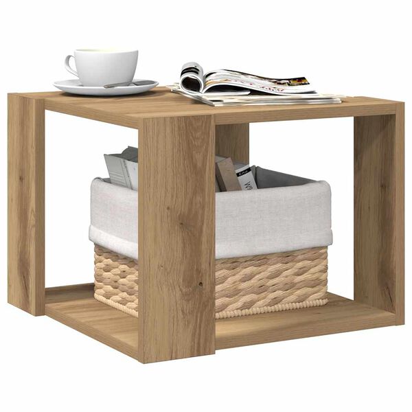 vidaXL Salontafel 40x40x30 cm bewerkt hout artisanaal eikenkleur