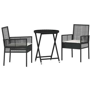 vidaXL Tuin Bistro Set 3 st Zwart poly rattan
