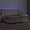 vidaXL Boxspring met matras en LED kunstleer cr&egrave;mekleurig 200x200 cm