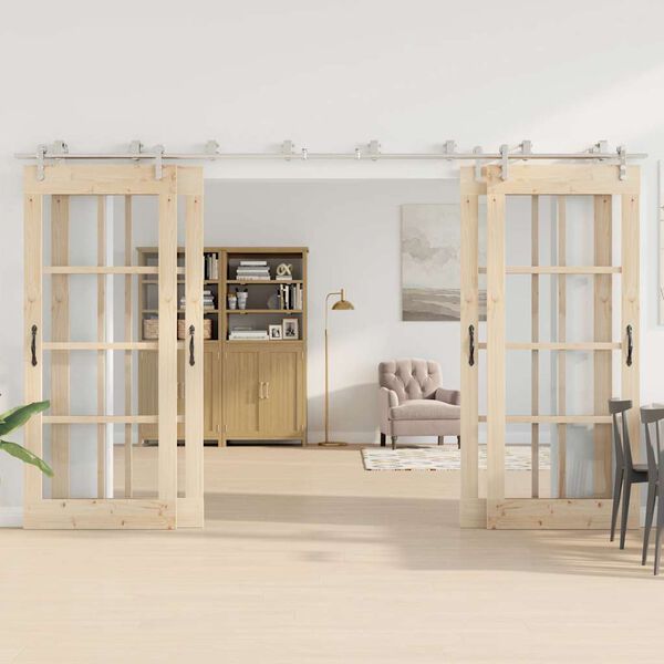 vidaXL Schuifdeur onderdelenset 366 cm roestvrij staal zilverkleurig