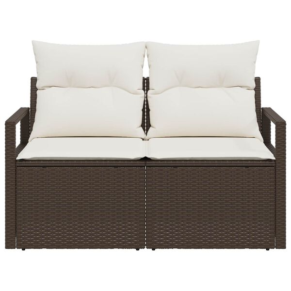 vidaXL Tuinbank met kussen 120 x 62 x 69 cm poly rattan