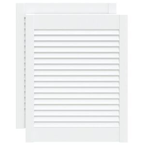 vidaXL Kastdeuren met lamellen 2 st 61,5x49,4 cm grenenhout wit