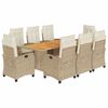 vidaXL 9-delige Tuinset met kussens poly rattan beige
