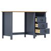 vidaXL Bureau Hill 3 lades 120x50x74 cm massief grenenhout grijs
