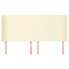 vidaXL Hoofdbord met randen 163x16x118/128 cm kunstleer cr&egrave;mekleurig