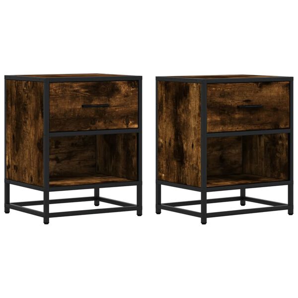 vidaXL Nachtkastjes 2 st 40x31x50 cm bewerkt hout gerookt eikenkleurig