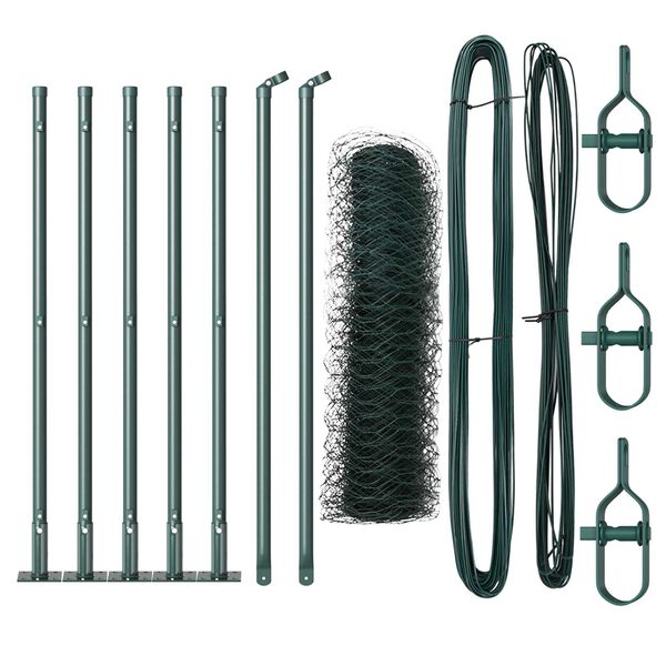 vidaXL Afrasteringspaal Groen 10 x 0,4 m (50 mm mesh) Staal en PVC