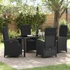 vidaXL Tuin eettafelset met kussen 5 pcs Zwart poly rattan