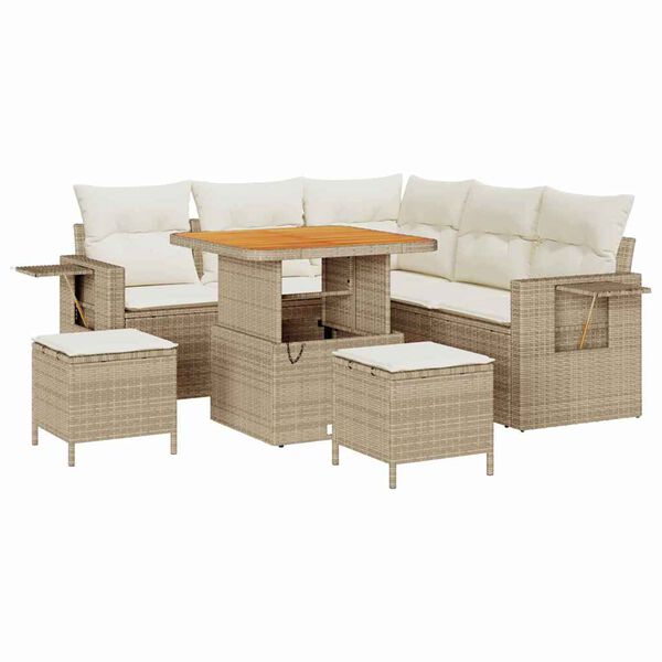 vidaXL Tuin Sofa Set met kussen 8 pcs Beige poly rattan