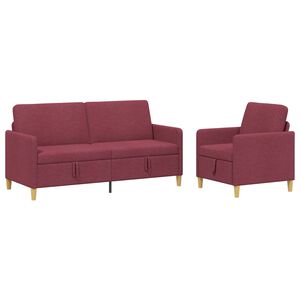 vidaXL Bankenset met opbergruimte 2 st Wijnrood Polyester
